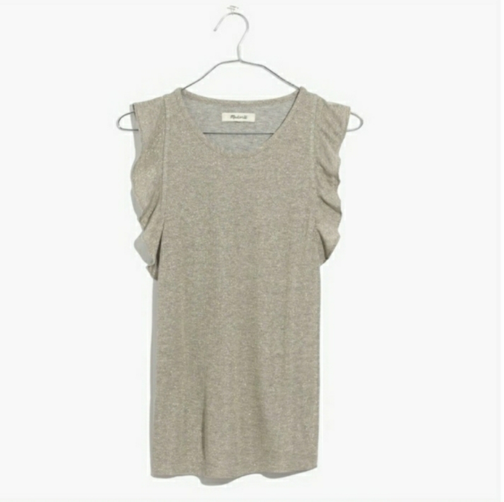 Madewell Silver Metallic Ruffle Tank - Picture 3 of 5